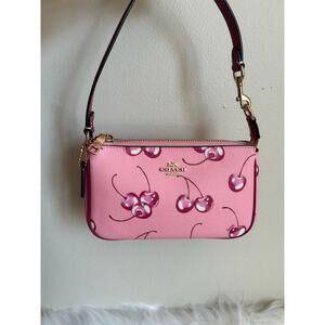 Coach Nolita 19 Pink Cherry Print Crossgrain Leather Wristlet Bag CH500